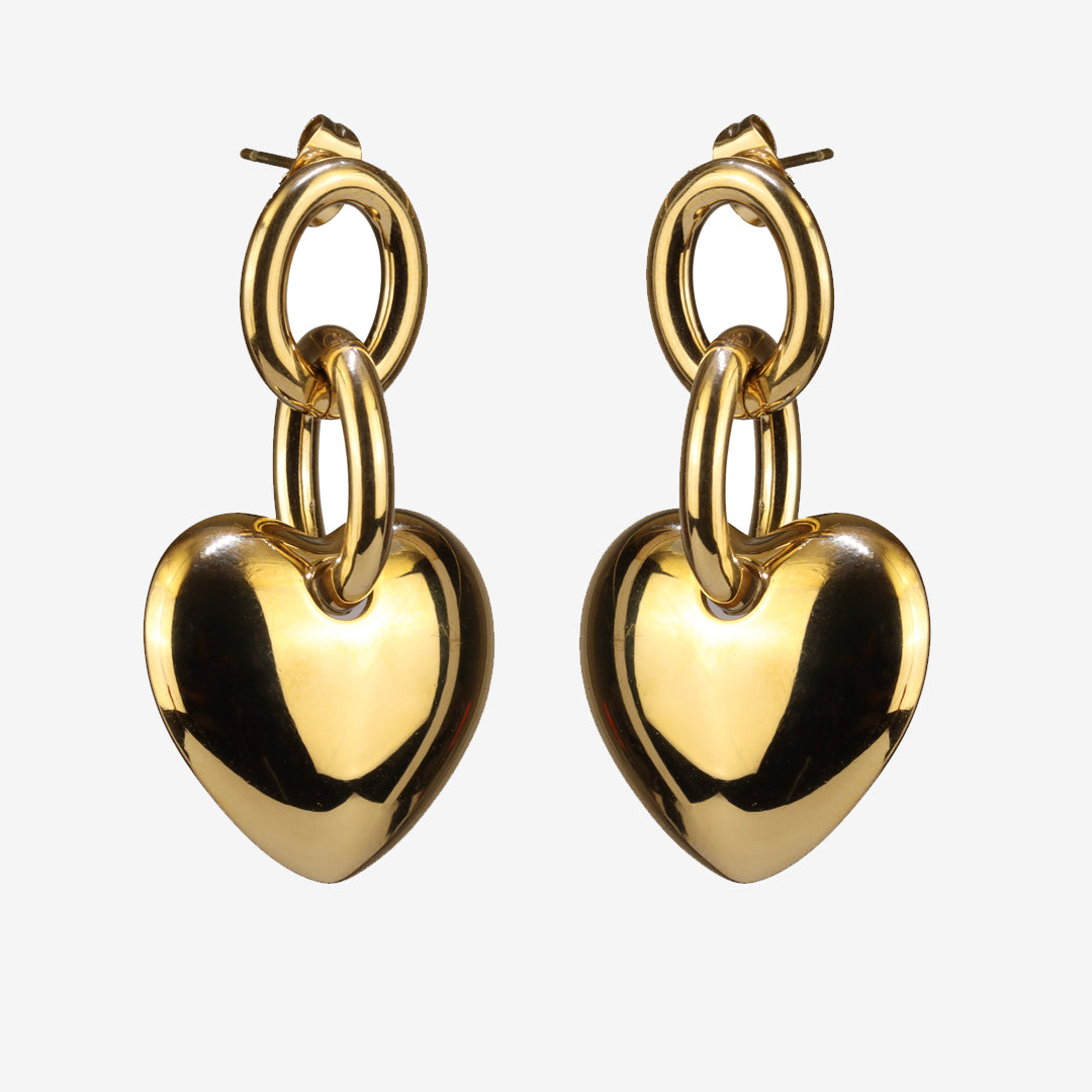Aretes cadena corazon chonky