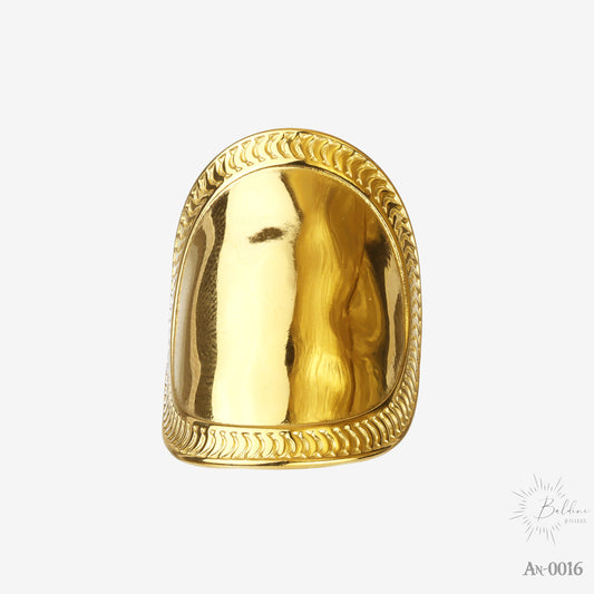 Anillo Domo Ovalado con Borde Trenzado