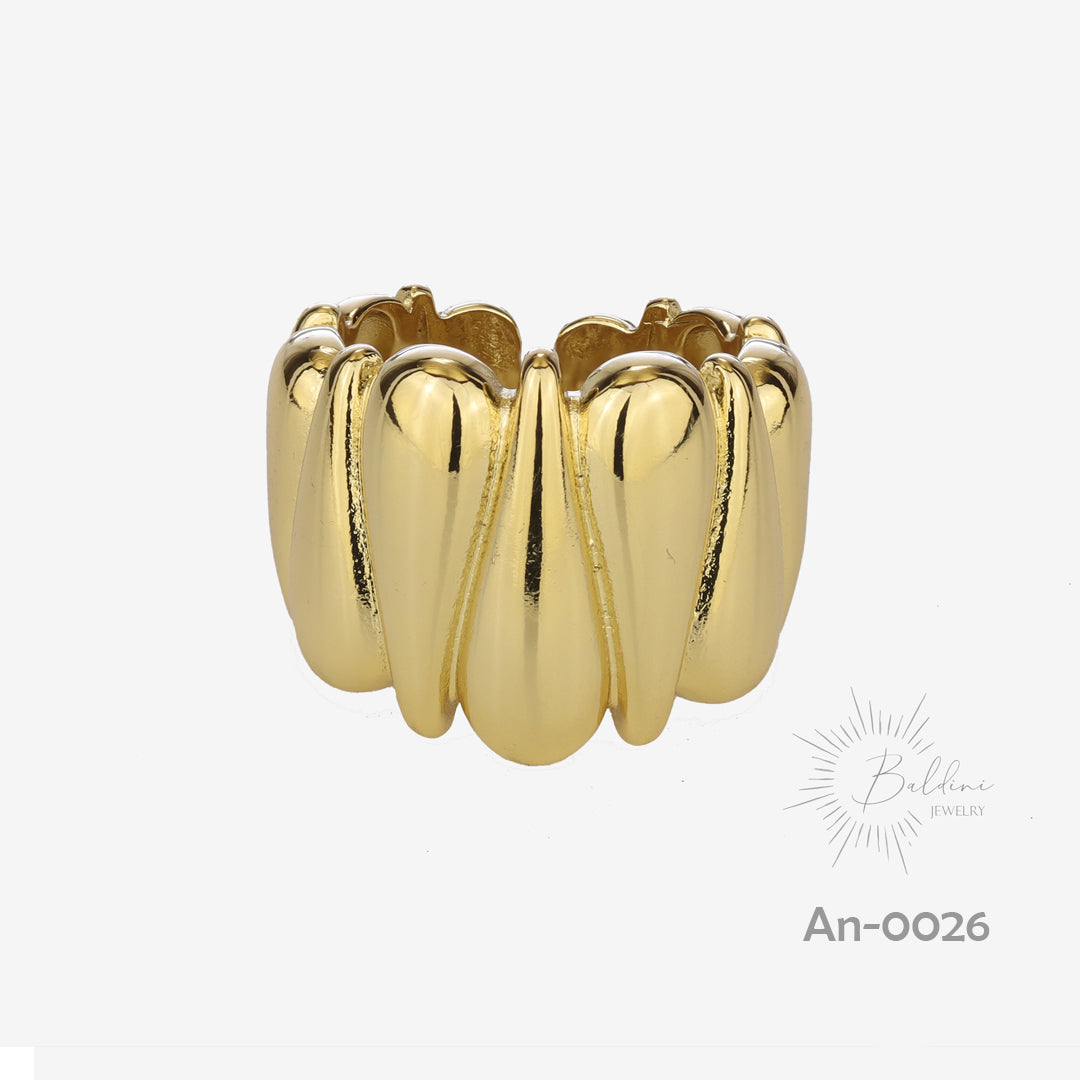 Anillo Cuff Pétalos Dorados
