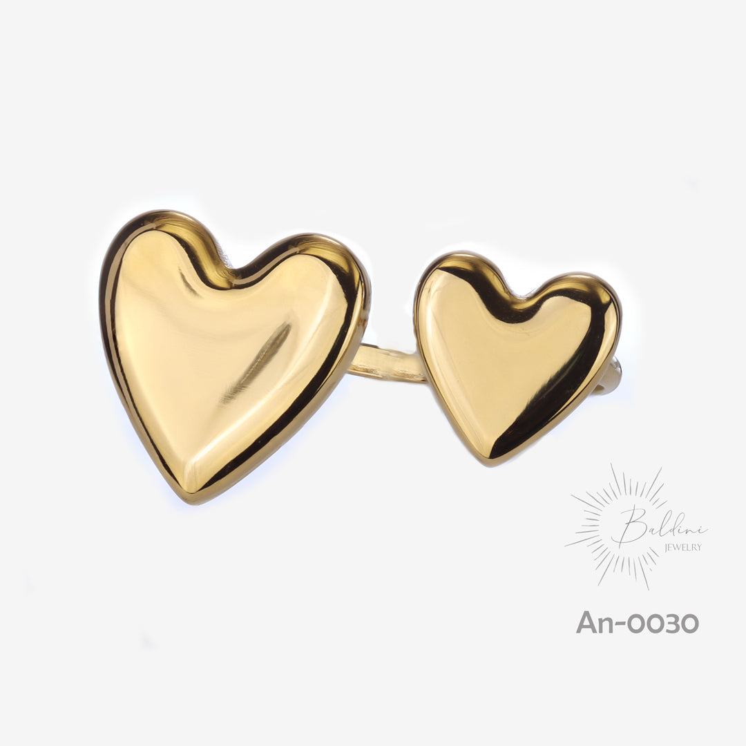 Anillo Doble Corazón Brillante.