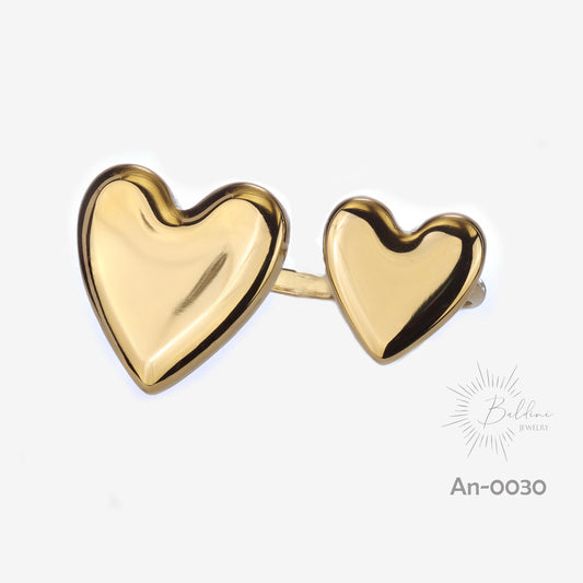 Anillo Doble Corazón Brillante.
