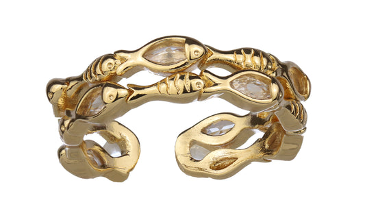 Anillo: Peces Entrelazados Cuff Oro