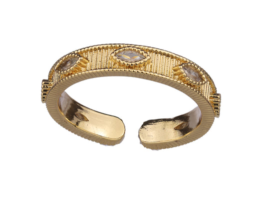 Anillo Brazalete Abierto Marquise Dorado.