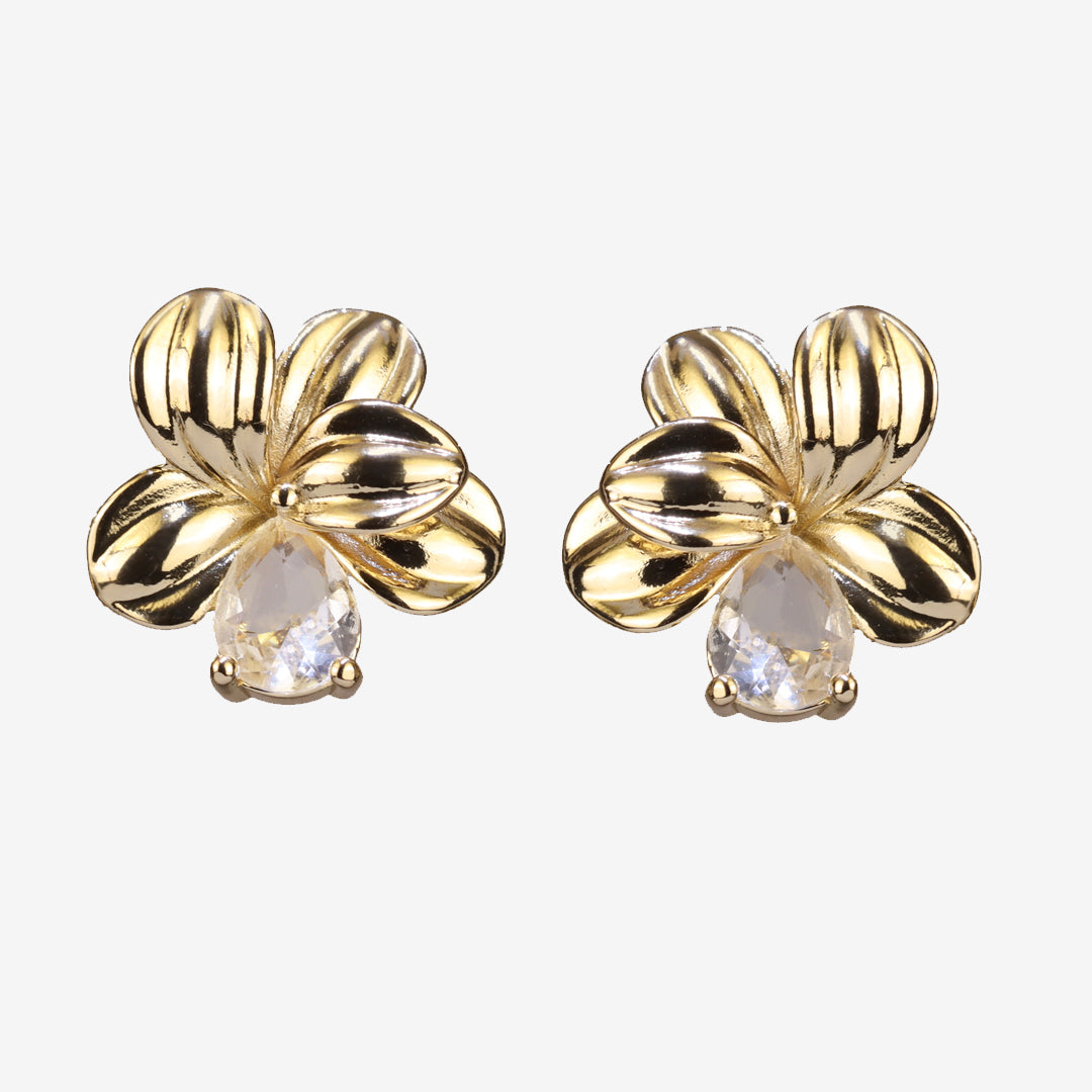 Aretes flor petalo zirconia