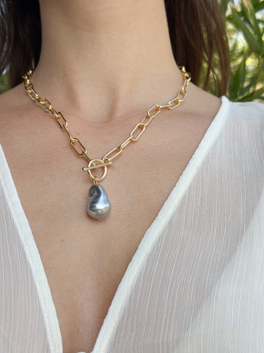 Collar Cristina Perla Mallorca Gris