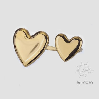 Anillo Doble Corazón Brillante.